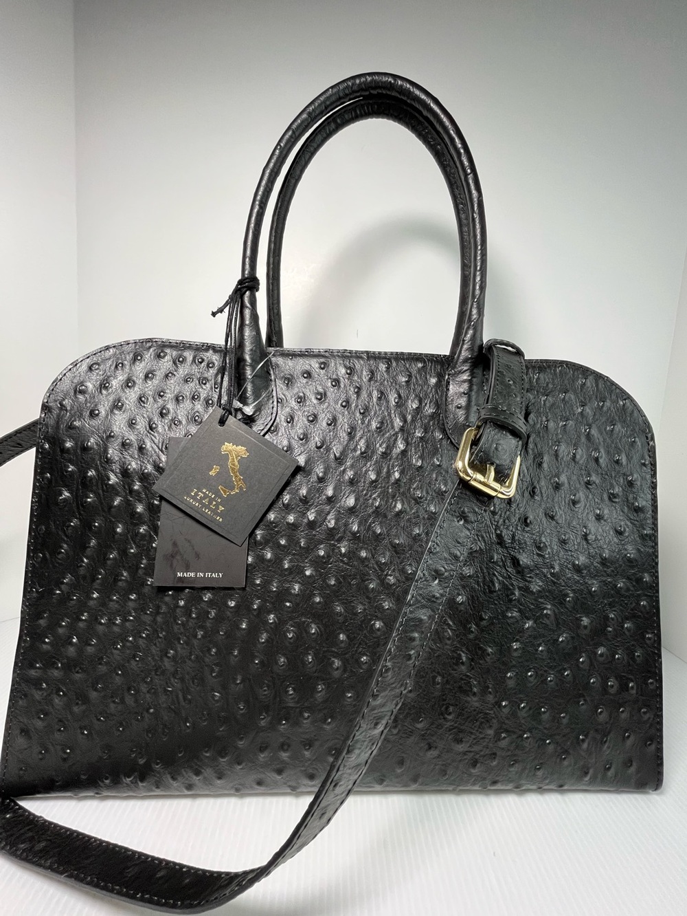 Claudia Firenze Italy Ostrich Embossed Lthr Tote/Hand/Shoulder/Crossbody